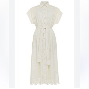 White cap Sleeve Kraftan /Shirt dress Midi Casual Resort Wear missing belt